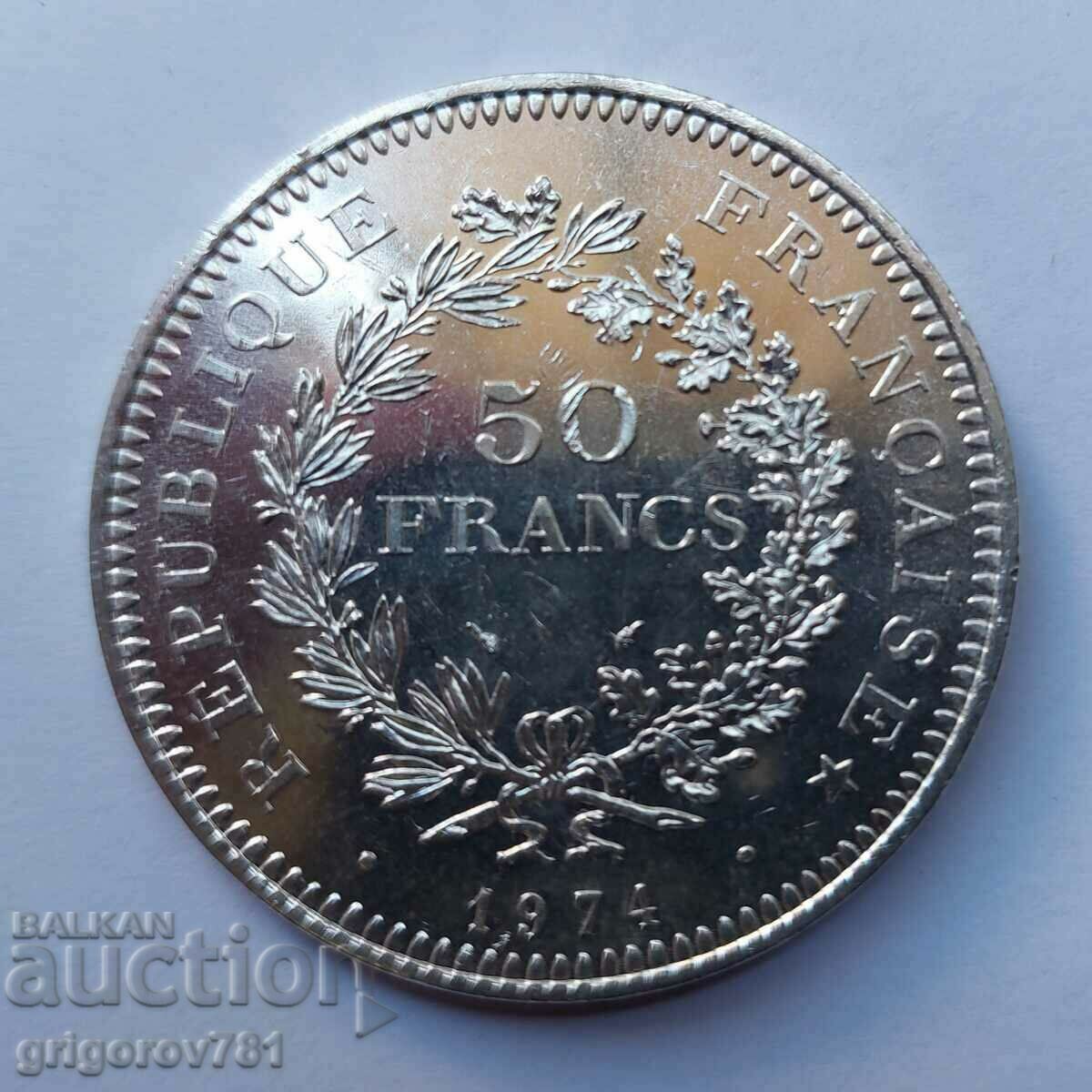 50 Francs Silver France 1974 - Silver Coin #14