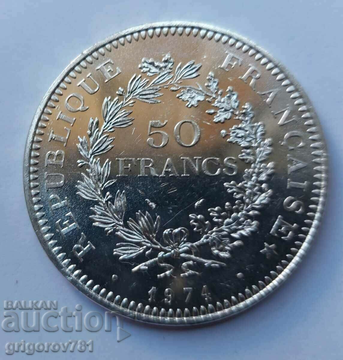 50 Φράγκα Ασήμι Γαλλία 1974 - Ασημένιο νόμισμα #16