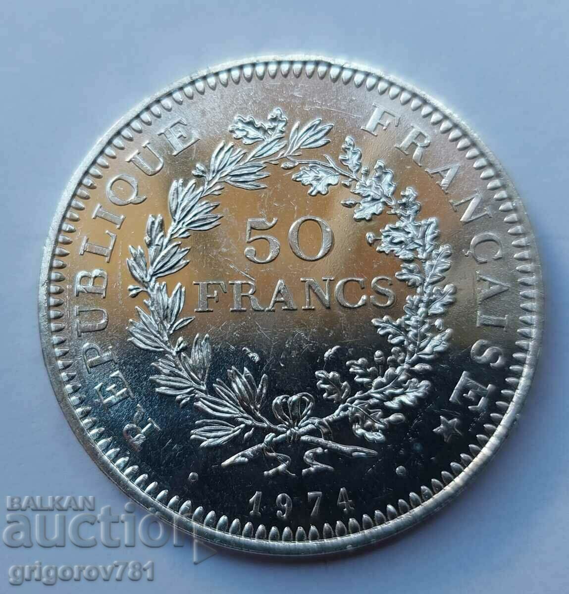 50 Φράγκα Ασήμι Γαλλία 1974 - Ασημένιο νόμισμα #18