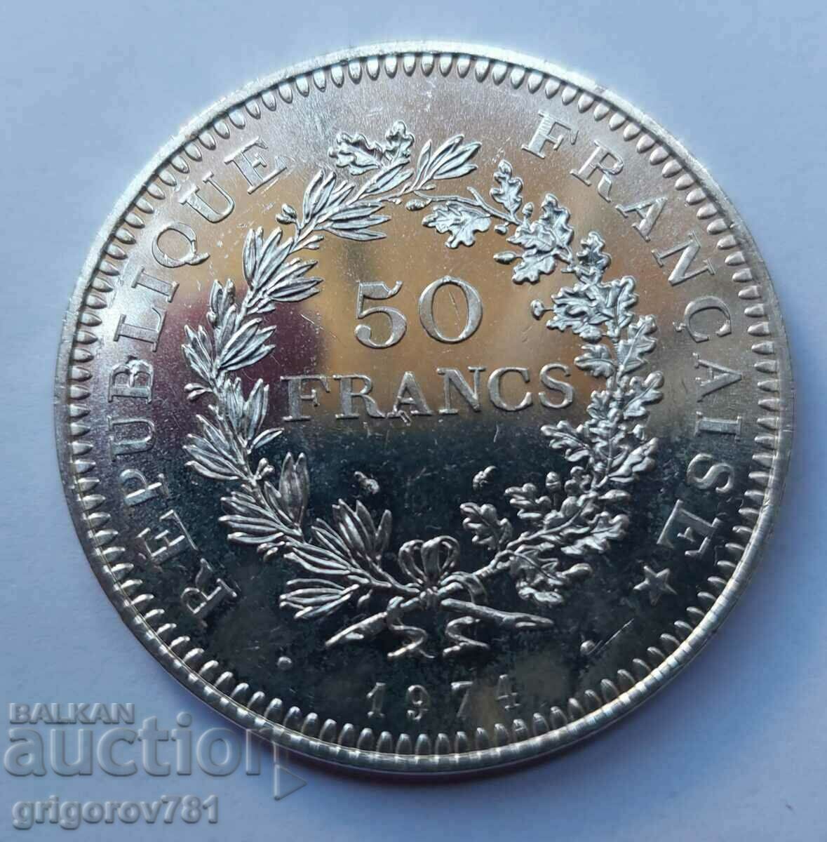 50 Francs Silver France 1974 - Silver Coin #19