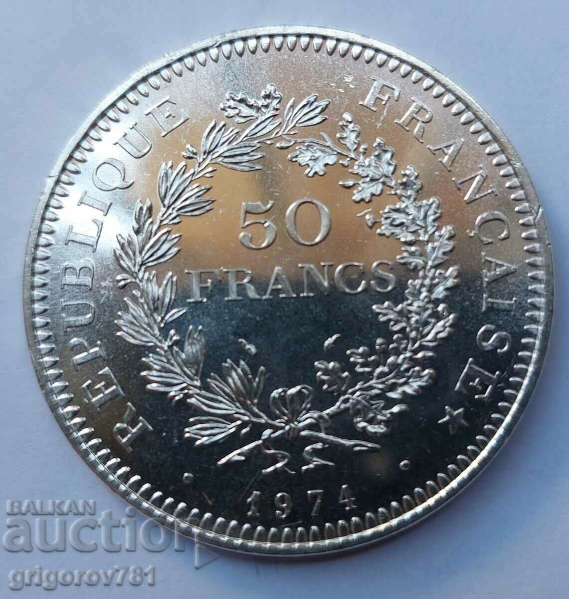 50 Φράγκα Ασημένιο Γαλλία 1974 - Ασημένιο νόμισμα #20