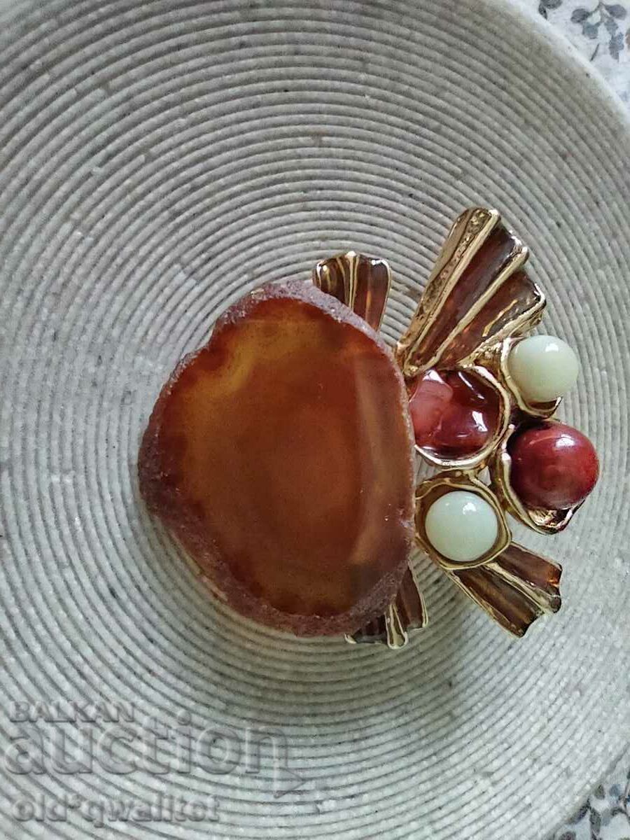 BROOCH - natural stones, very interesting, 60s-70s - 5 BROOCH - natural stones, very interesting, 60s-70s - 5
