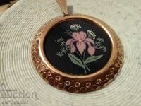Medallion - large, with flowers, copper, handmade