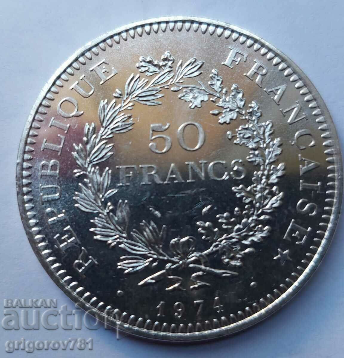 50 Francs Silver France 1974 - Silver Coin #26