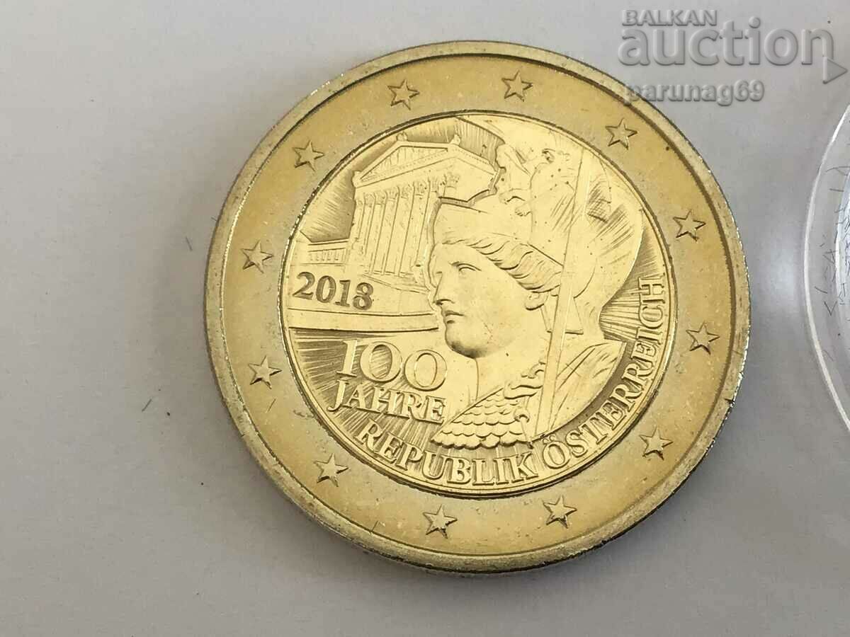 Австрия 2 евро 2018 година 100 години Република Австрия