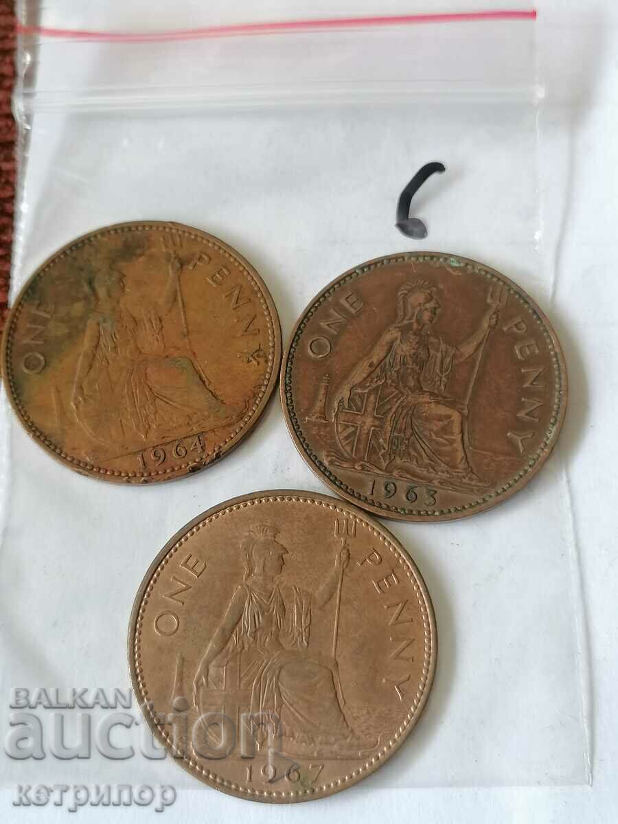 Lot 1 penny Marea Britanie cupru diverși ani