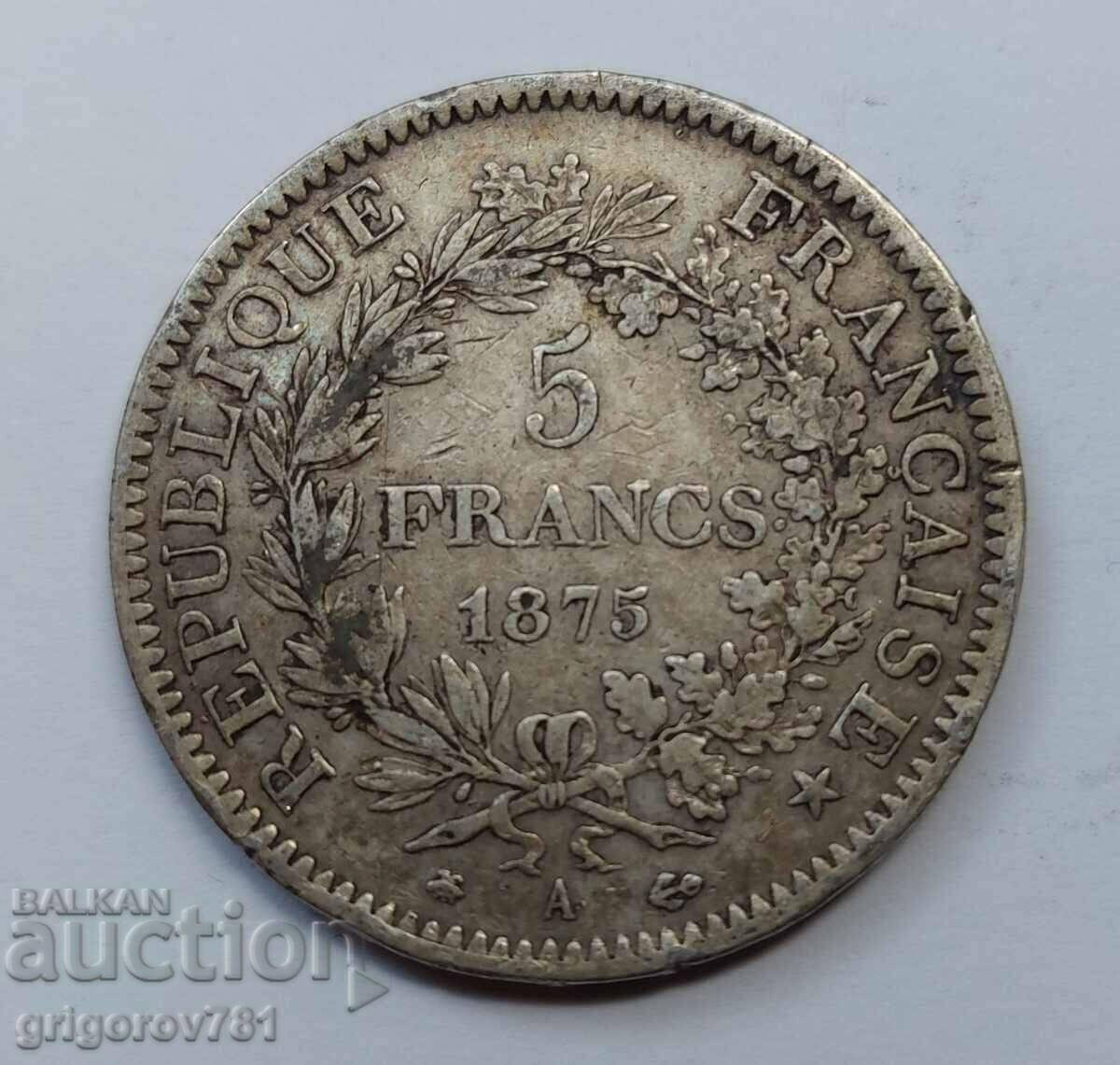5 Francs Silver France 1875 A - Silver Coin #203