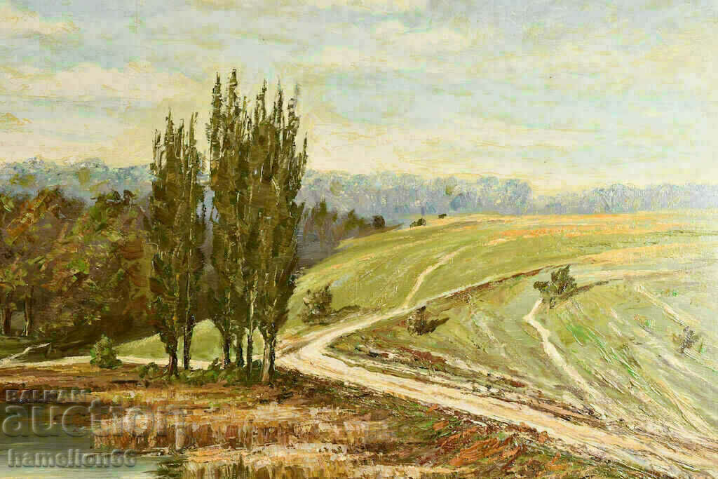 Old large painting, Oil paints, "Landscape" 1960 with price 390.00 BGN | € 199.40 Old large painting, Oil paints, "Landscape" 1960 with price 390.00 BGN | € 199.40
