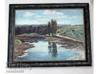 Old large painting, Oil paints, "Landscape" 1960