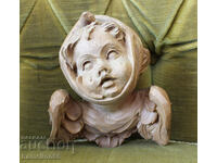 Wood carving, old, figure, plastic, sculpture, Angel, cherub