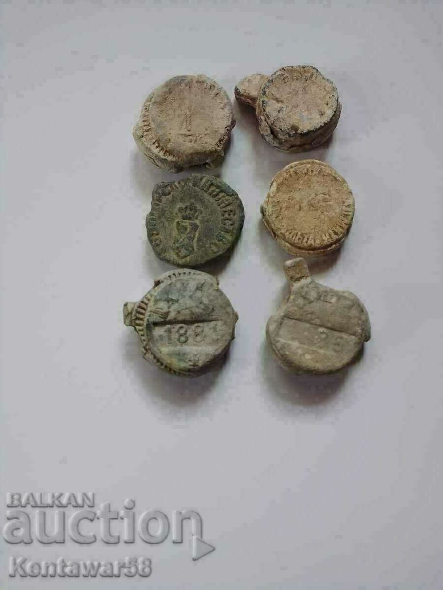 Principality of Bulgaria - lead seals (seals) 6 pieces.