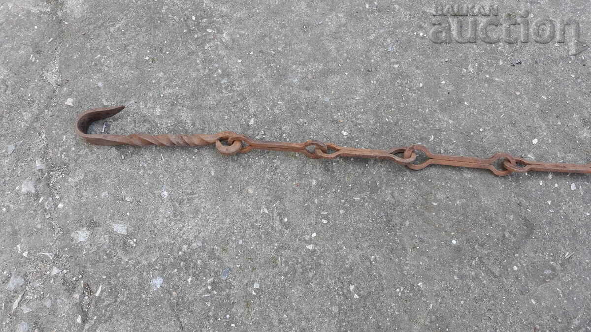 Old forged chain with hook for copper harania copper - 5