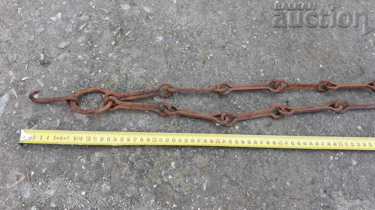 Old forged chain with hook for copper harania copper - 6