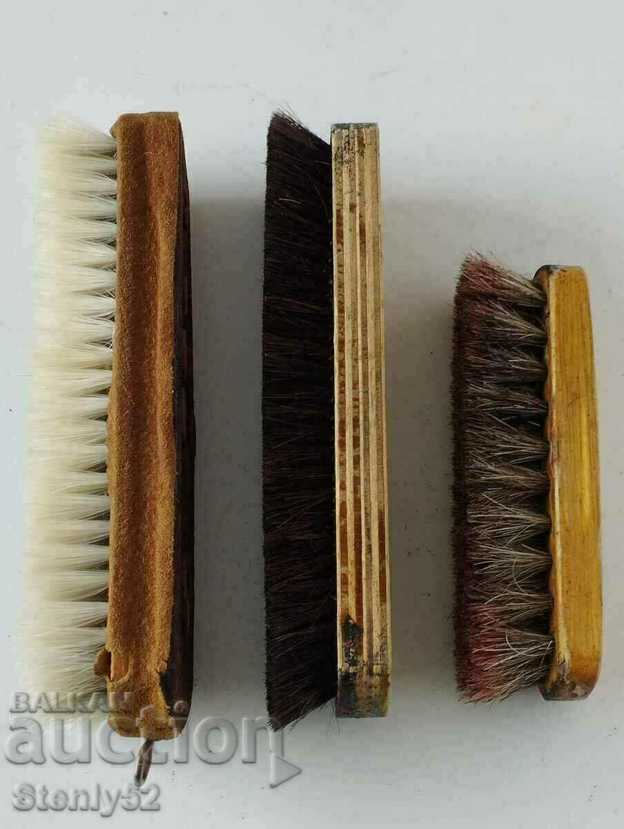 3 pcs. old brushes for clothes and shoes from Sotsa, with natural bristles