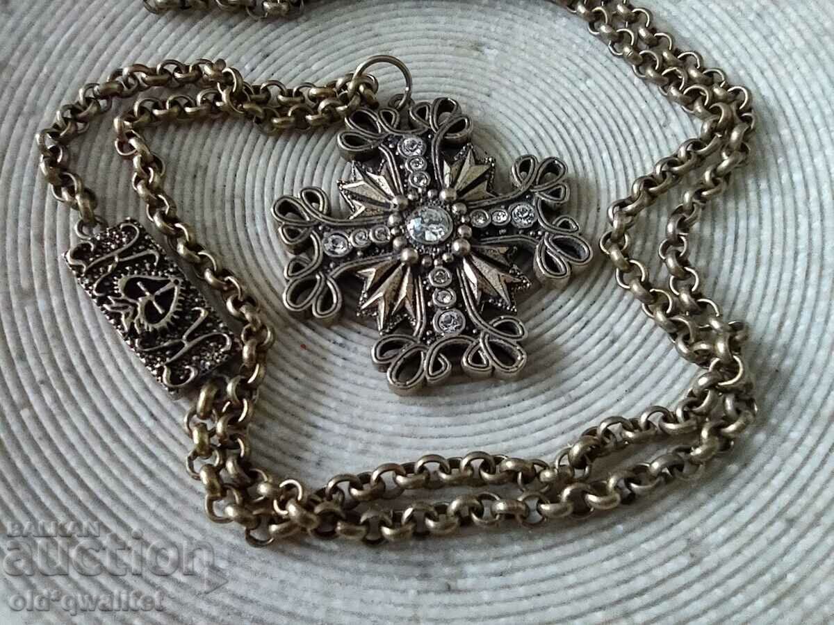 Designer long necklace with cross, top design KK with price 297.00 BGN | € 151.85