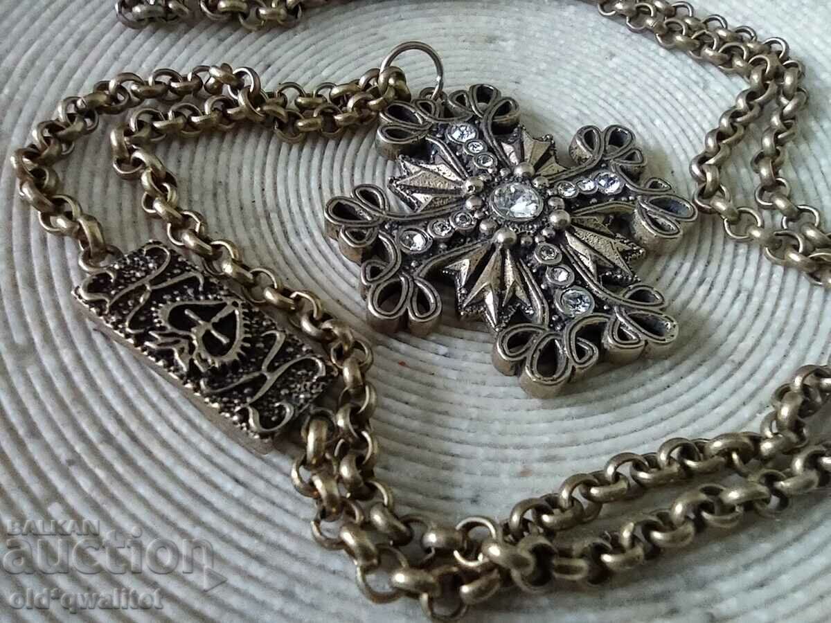 Designer long necklace with cross, top design KK - 7