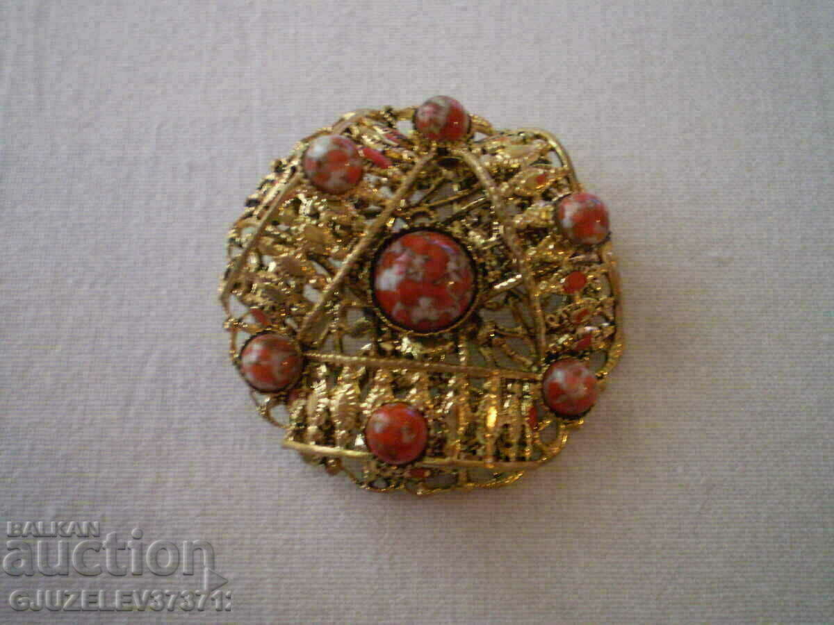Brooch Vintage Red Gemstones - Jasper - 5 Brooch Vintage Red Gemstones - Jasper - 5