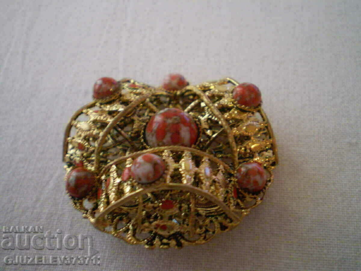 Brooch Vintage Red Gemstones - Jasper - 7 Brooch Vintage Red Gemstones - Jasper - 7