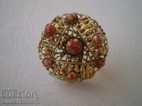 Brooch Vintage Red Gemstones - Jasper