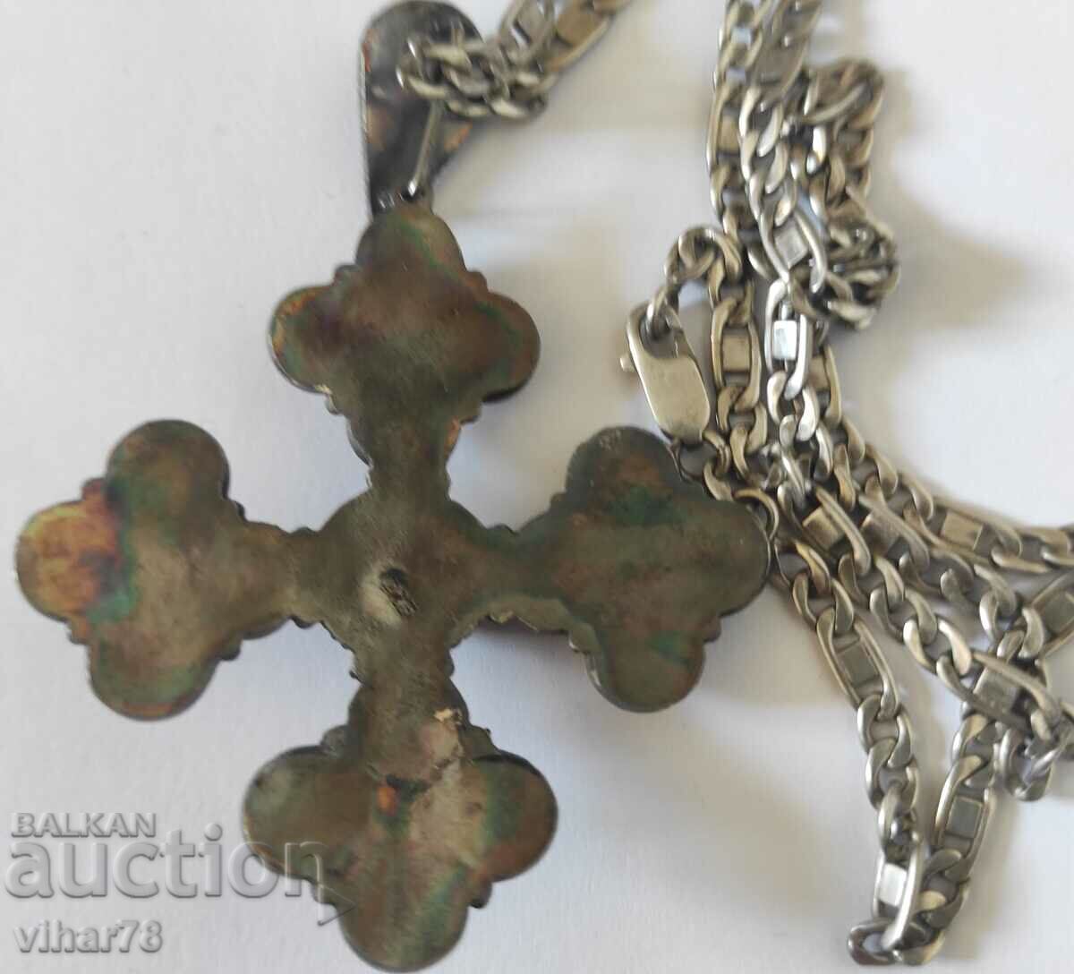 SILVER CROSS WITH AGATES - 5