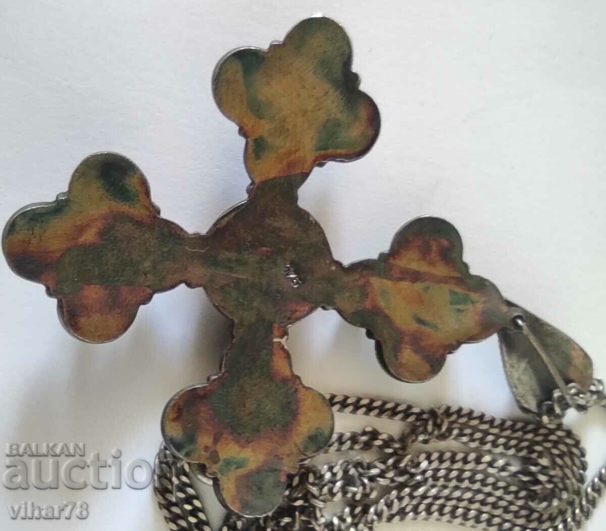 SILVER CROSS WITH AGATES - 5 SILVER CROSS WITH AGATES - 5