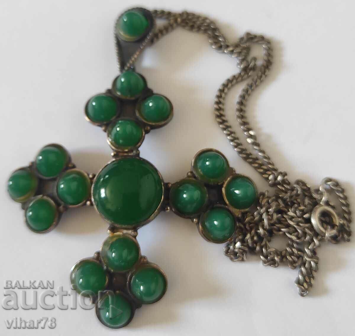 SILVER CROSS WITH AGATES - 6 SILVER CROSS WITH AGATES - 6