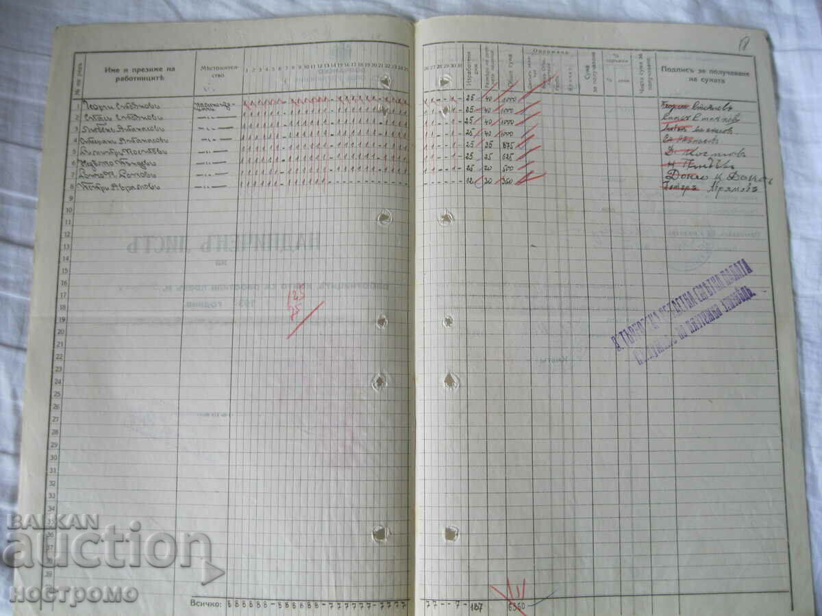 Аукцион Гербова марки - Надниченъ листъ 1935 година - H 5