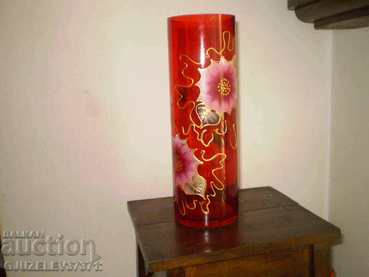 hand painted large glass red vase with price € 56.24 | 110.00 BGN hand painted large glass red vase with price € 56.24 | 110.00 BGN