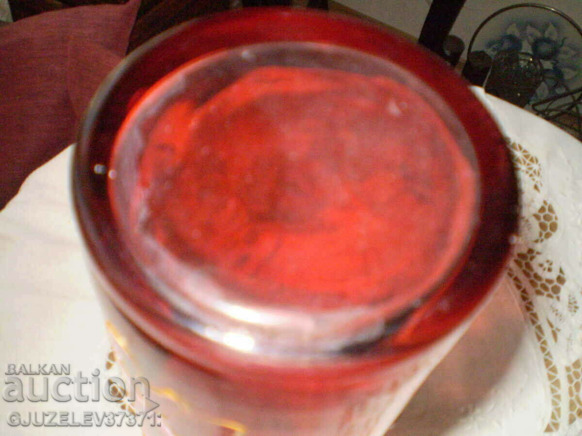 hand painted large glass red vase - 7 hand painted large glass red vase - 7