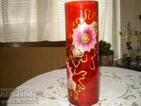 hand painted large glass red vase