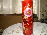 hand painted large glass red vase
