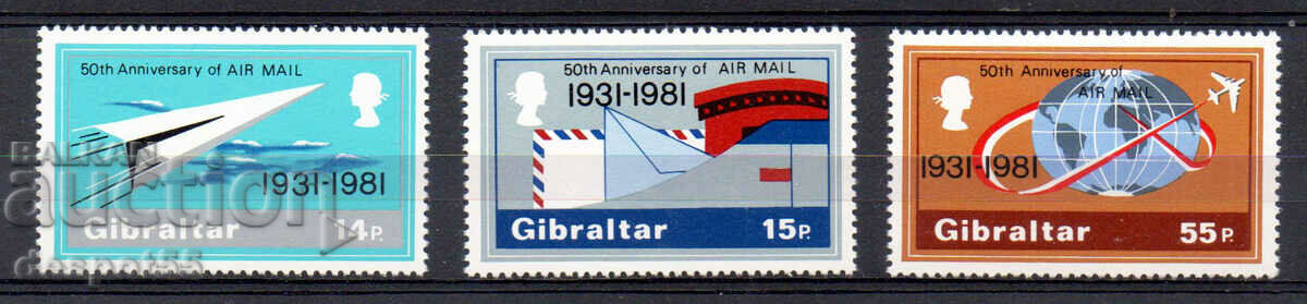1981. Gibraltar. 50 de ani de la Airmail.