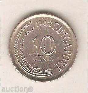 +Сингапур  10  цента  1968 г.