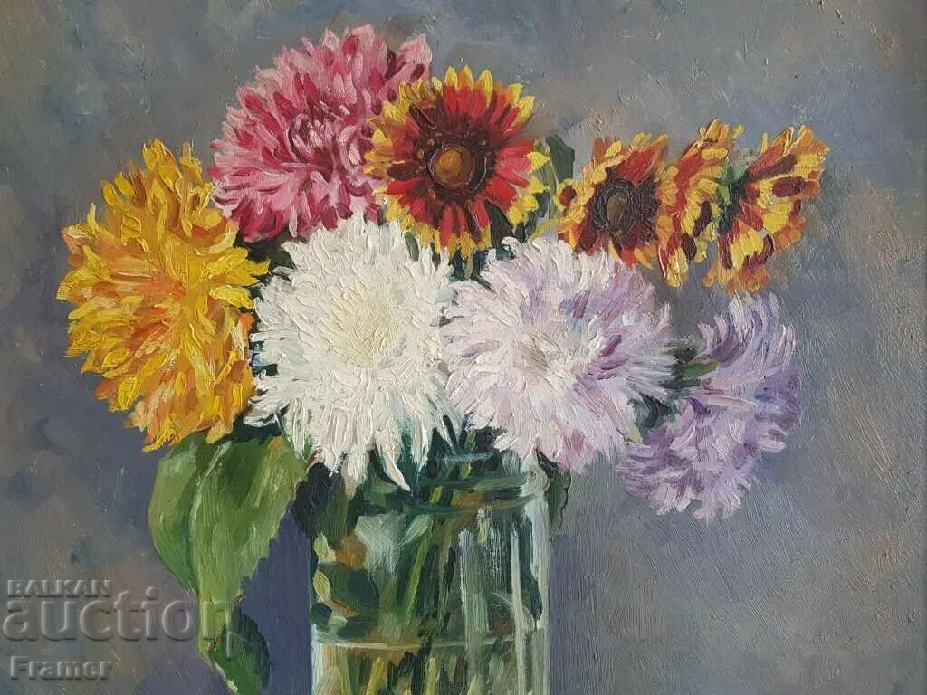 Bonev Still life Chrysanthemums a beautiful painting from the 1930s - 6