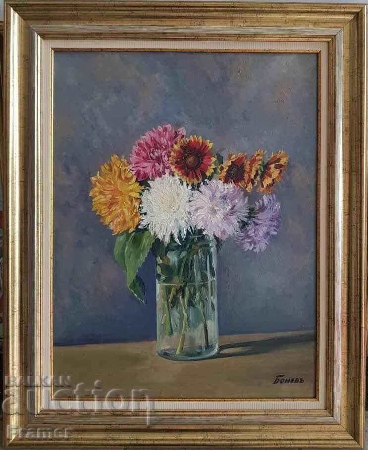 Bonev Still life Chrysanthemums a beautiful painting from the 1930s