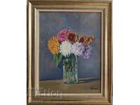 Bonev Still life Chrysanthemums a beautiful painting from the 1930s