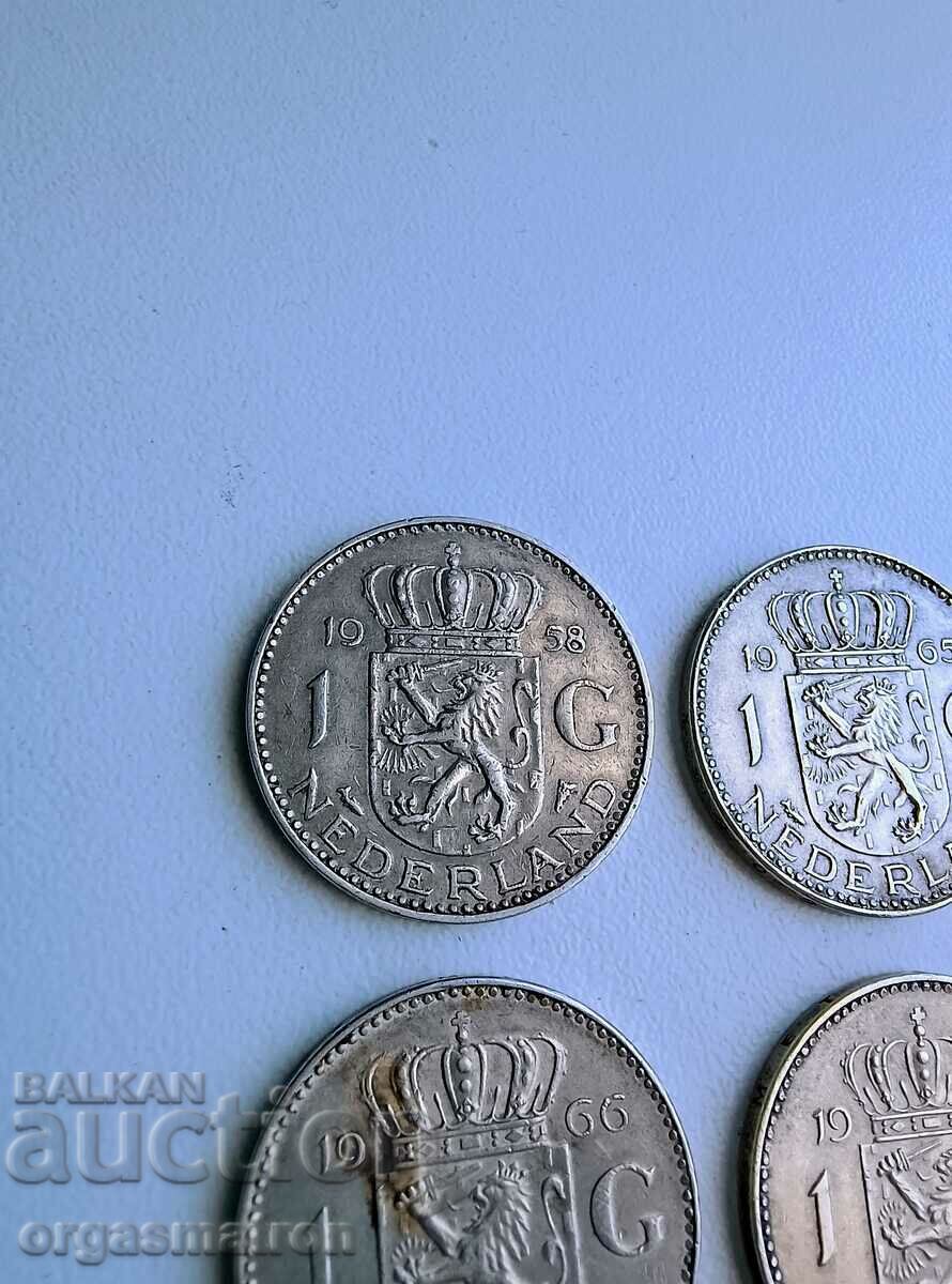 4 pcs Silver Coins 1 Gulden 1958 1965 1966 1967 with price 60.00 BGN | € 30.68 4 pcs Silver Coins 1 Gulden 1958 1965 1966 1967 with price 60.00 BGN | € 30.68