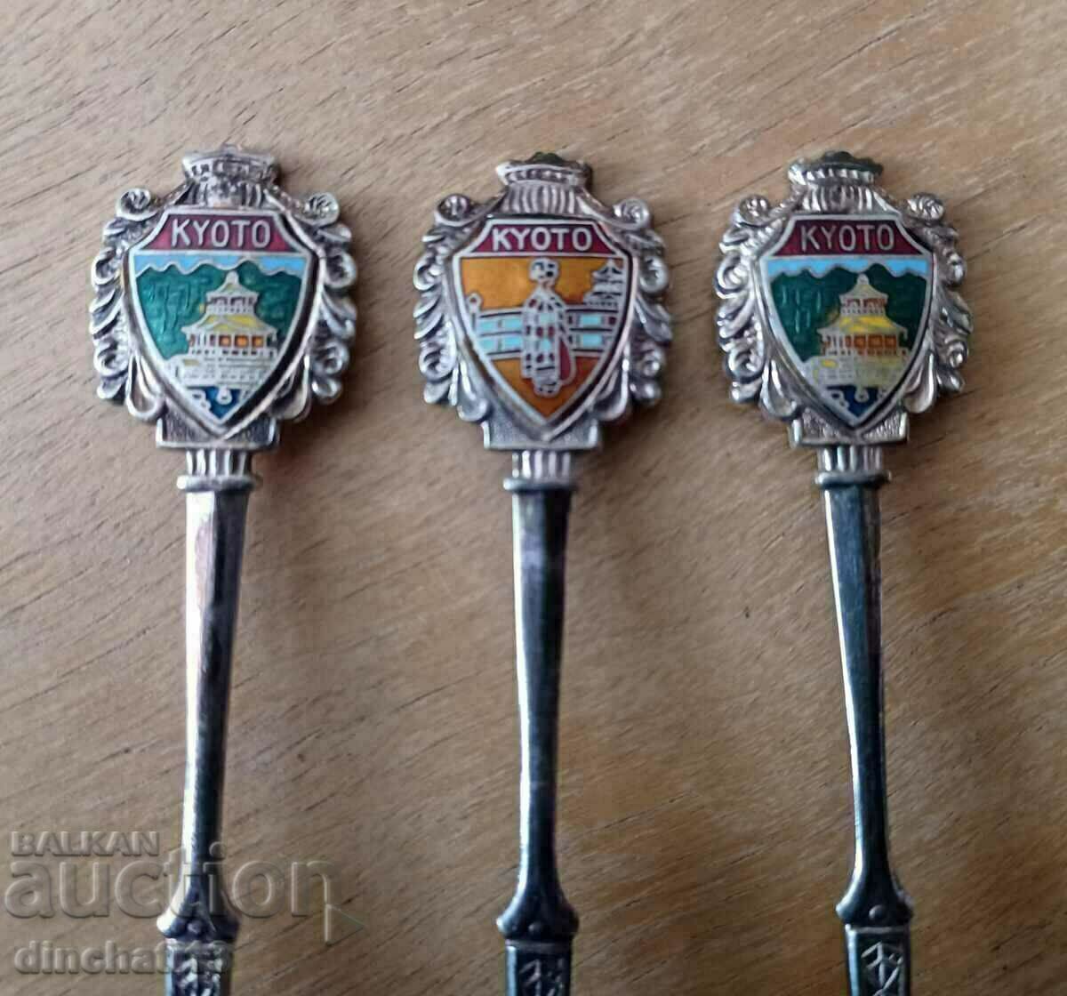 Auction Lot of 3 spoons. Enamel NICKEL SILVER Japan Auction Lot of 3 spoons. Enamel NICKEL SILVER Japan