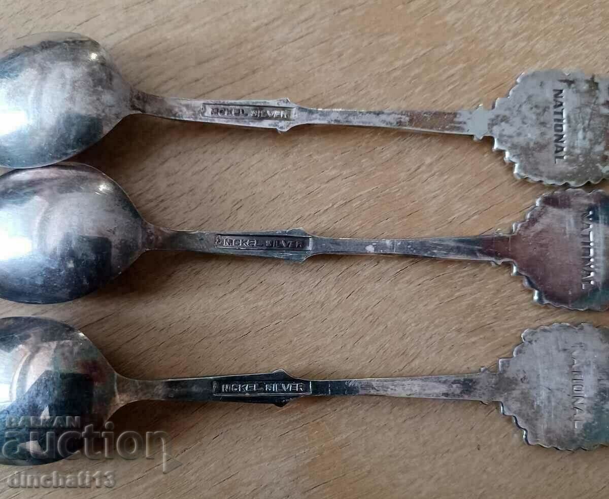 Lot of 3 spoons. Enamel NICKEL SILVER Japan - 5 Lot of 3 spoons. Enamel NICKEL SILVER Japan - 5