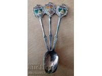 Lot de 3 linguri. Email NICHEIL ARGINT Japonia