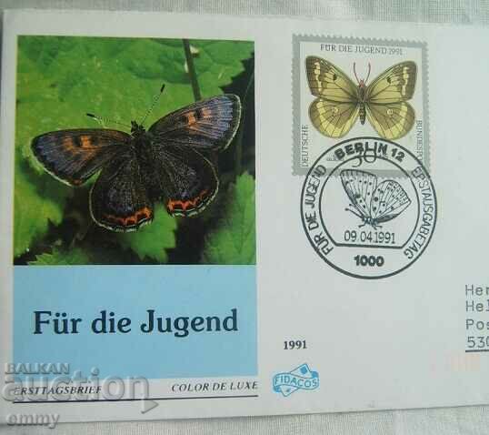 Φάκελος πρώτης ημέρας από τη Γερμανία, 1991 - Πεταλούδες με τιμή 3.00 BGN | € 1.53 Φάκελος πρώτης ημέρας από τη Γερμανία, 1991 - Πεταλούδες με τιμή 3.00 BGN | € 1.53