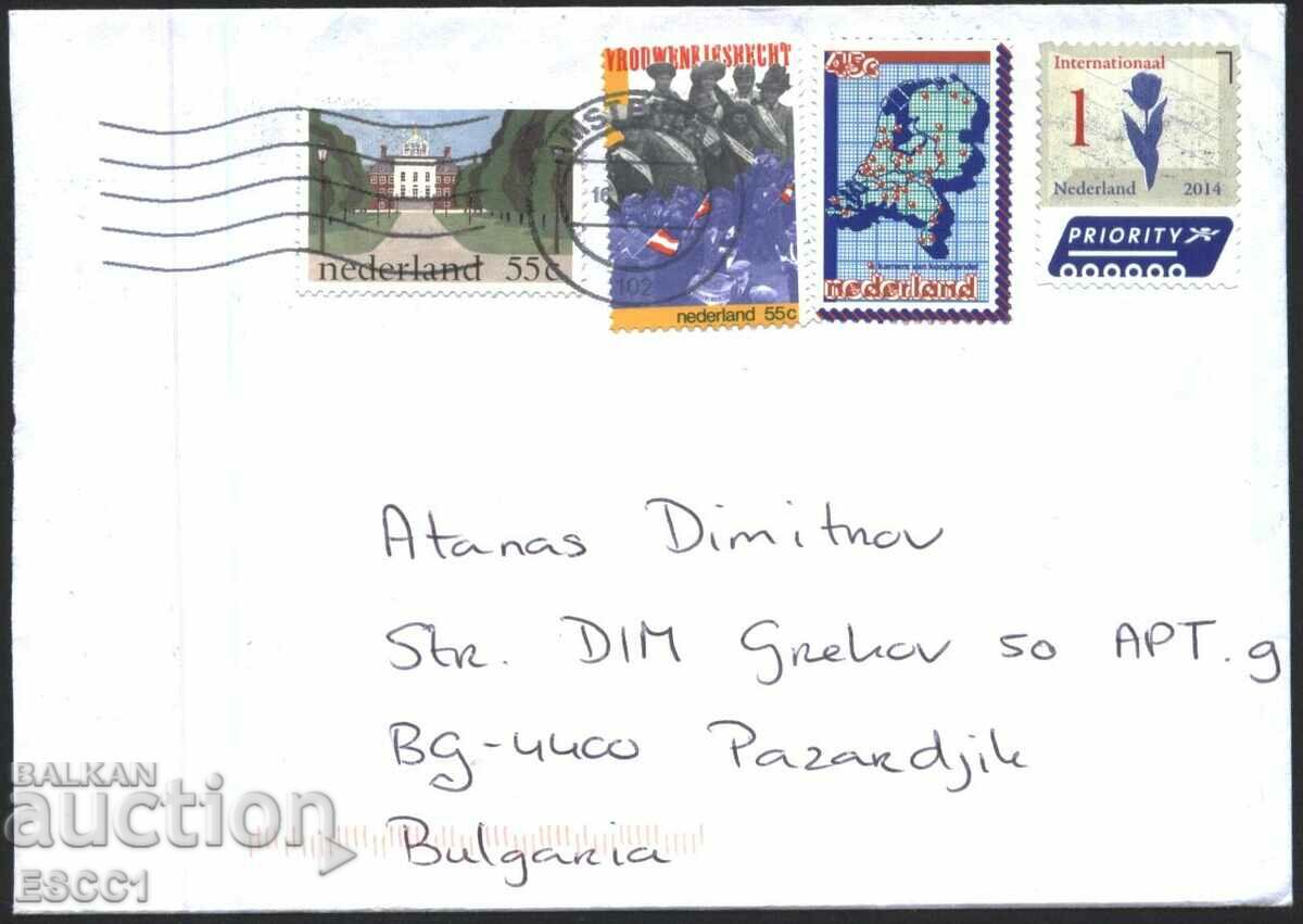 Traveled envelope stamps Flower Tulip 2014 Architecture Netherlands