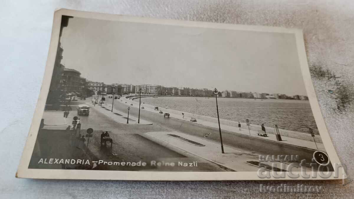 Postcard Alexandria Promenade Reine Nazli