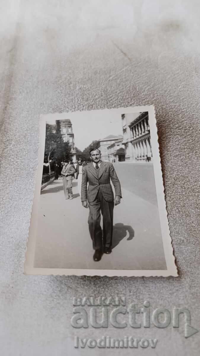 Photo Sofia A man walking along Tsar Osvoboditele Blvd