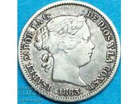 1 real 1863 Spain Queen Isabella silver