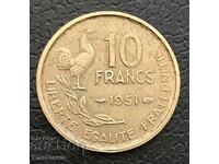 Franța. 10 franci 1951