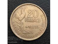 Франция. 20 франка 1953 г.