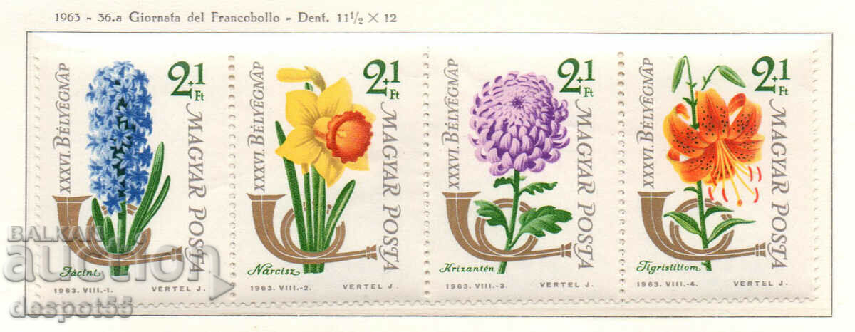 1963. Hungary. Postage Stamp Day. Strip.