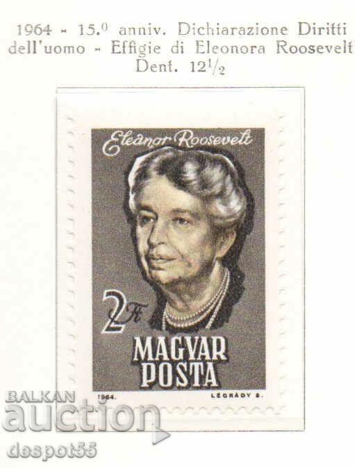 1964. Hungary. Eleanor Roosevelt, 1884-1962.