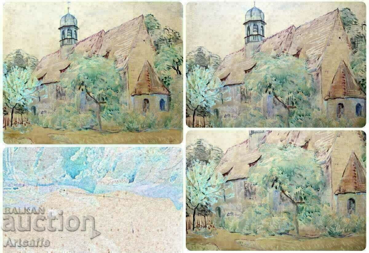 Watercolor church with price 150.00 BGN | € 76.69 Watercolor church with price 150.00 BGN | € 76.69